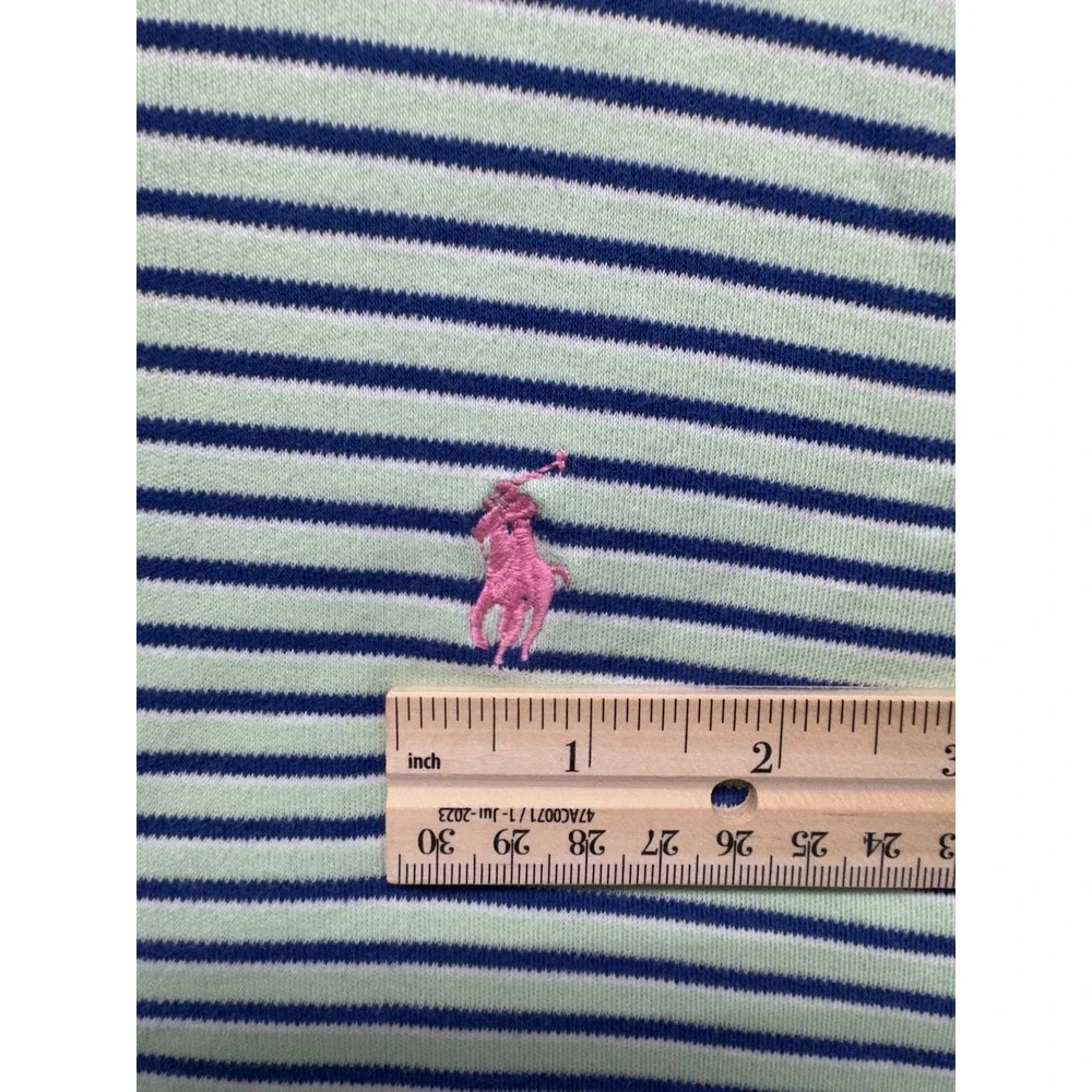 Polo Ralph Lauren Mens ShortSleeve Shirt Size XXL Green Blue Stripe Vintage Pony